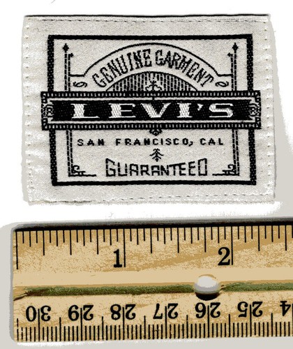 Levi's Patch 5 1/4 inches by 1 3/4 inches. Says Genuine Garment Guaranteed - Picture 3 of 3
