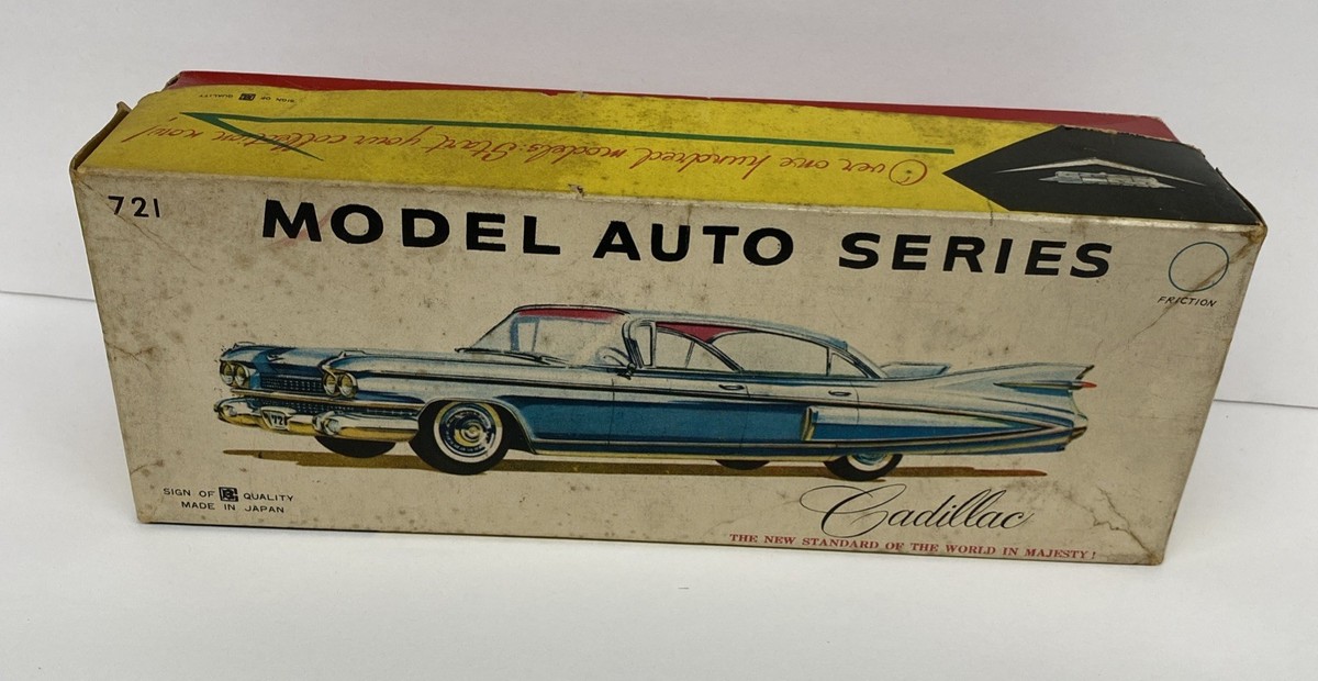 萬代屋【クライスラー バリアント セダン白】ブリキtin toy car【箱無】 Vintage 1959 Bandai Japan Cadillac Sedan Deville Friction Tin Car