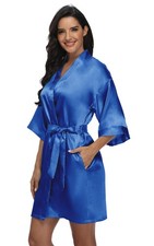 Womens Satin Robes Silk Robes Short Bridal Party Kimono Robes Bridesmaid Robe...