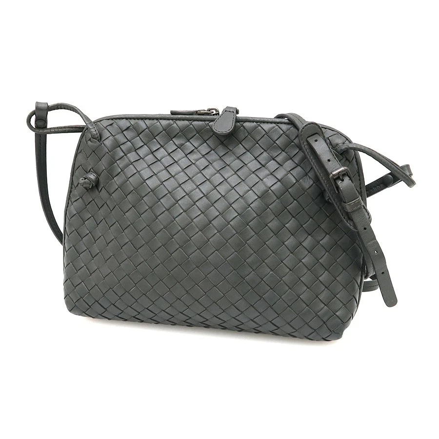 Bottega Veneta — Bottega Veneta Intrecciato Leather Gray Shoulder Bag #SAB16483