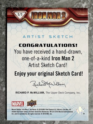 Iron Man 2 Sketch Card by Bill Thompson — Upper Deck 2010 Original Art - Picture 5 of 6