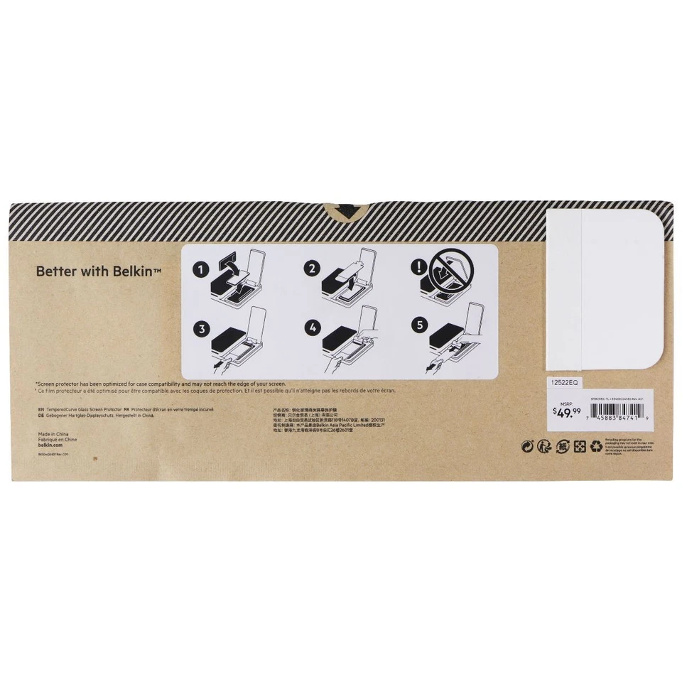 Protector de pantalla curvo templado Belkin ScreenForce Pro para Galaxy S22 - 5Pk a granel* Foto 3 de 3