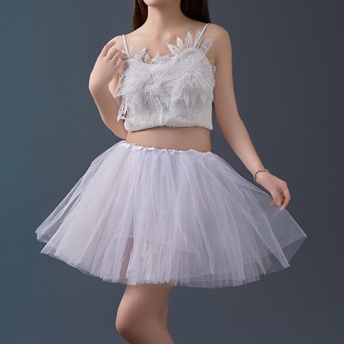 Lady Mini Ruffled Tulle Skirt Dance Tutu Skirt Stage Performance Party Skirt - Picture 5 of 15