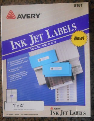 Avery 8161 Mailing Address Labels Inkjet 1 x 4 500 Labels White ...