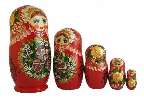 POUPEES RUSSES ROUGE MATRIOCHKA FLEURS PEINTE A LA MAIN PAR KOLESOVA - Photo 2/2