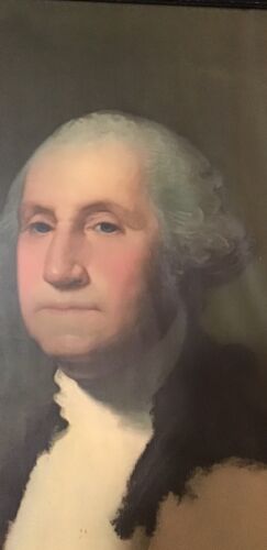 Large Vintage Original George Washington Classroom Portrait Print.Gilbert Stuart - Imagen 2 de 3