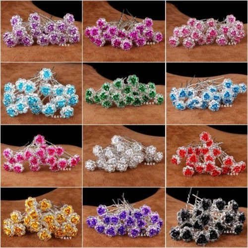 FASHION JEWELLERY High Quality Elegant Rose Crystal Diamante Wedding Bridal Hair Pins Multilisting