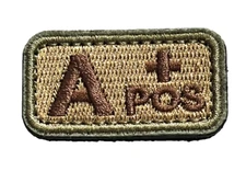 TACTICAL BLOOD TYPE TAB A POSITIVE MULTICAM Hk & Lp PATCH (USA-5) ARMY / USAF