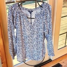 Chaps Vneck Floral Long Sleeve Sz. L Tunic