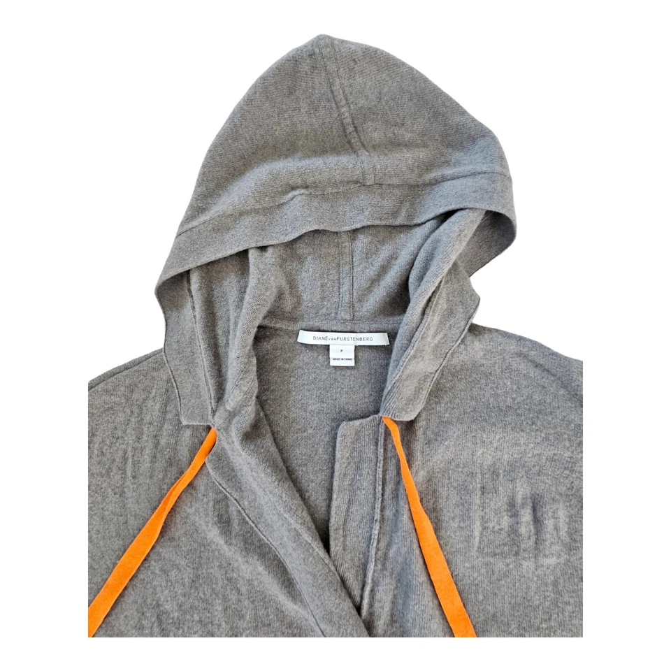 DIANE von FURSTENBERG Wool Cashmere Gray Oversized Hooded Sweater Women's Small - Image 2 of 4
