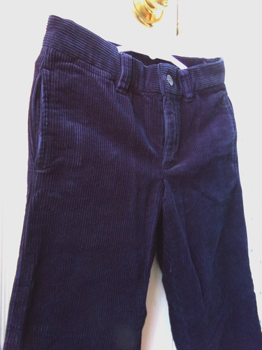 RALPH LAUREN Boys 7 Pants Corduroy Dress Flat Adj W Vtg Navy Blue Cotton Cords - Picture 7 of 16