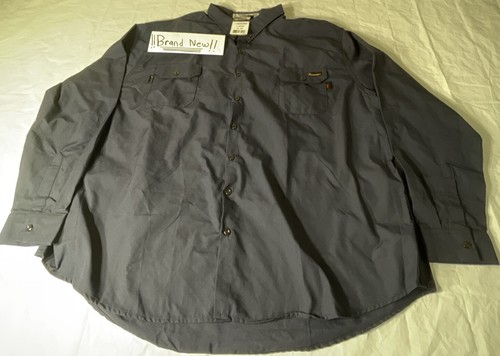 NEW Workrite FR Flame Resistant mens size 4XL Navy Blue Cotton Work Shirt J182 - Picture 3 of 18