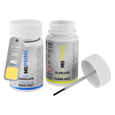 Autolack Lackstift Set für BMW 337 Dakargelb II Dakar Yellow 2 Basis Klarlack