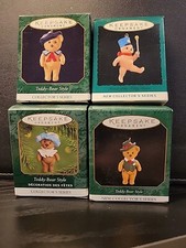 Hallmark Miniature Keepsake Ornament Teddy-Bear Style Lot Of 4 NIB