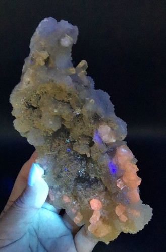 456g Natural Quartz Crystal Cluster Fluorescent Calcite Mineral Specimen China - Picture 19 of 20