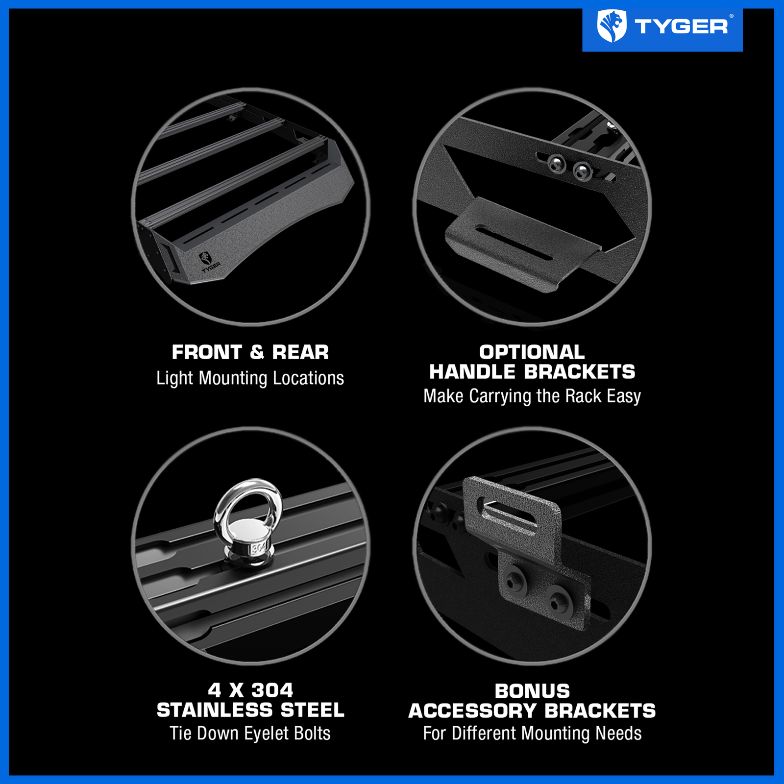 TYGER Roof Cargo Rack with Color Insert for 20052023 Toyota