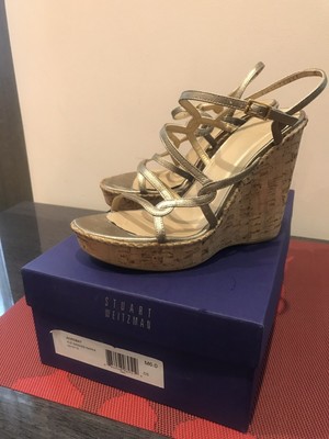 gold metallic wedge sandals