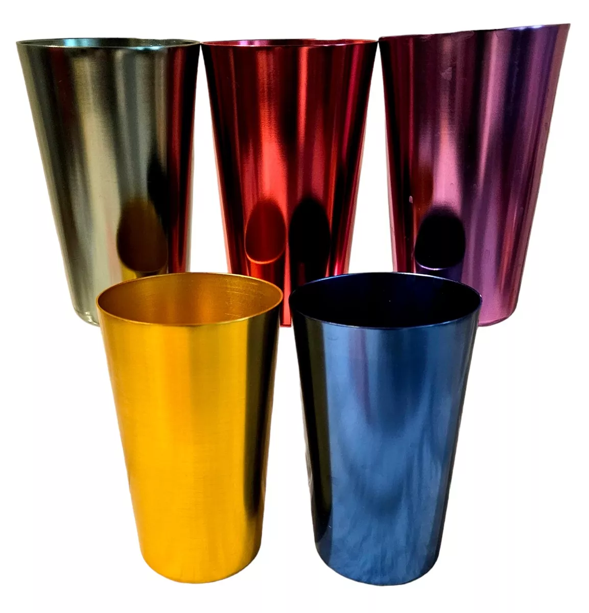 Anodized Aluminum Tumblers Drinking Glasses Vintage Metal Cups Multicolor 5  pcs