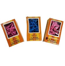 Hallmark Vintage Birthday Candle Holders Daisy Flowers Blue Pink Japan Lot of 36