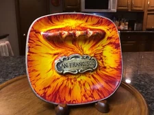VINTAGE SAN FRANCISCO Treasure Craft Ceramic Orange Lava Glaze Ashtray 1075 USA