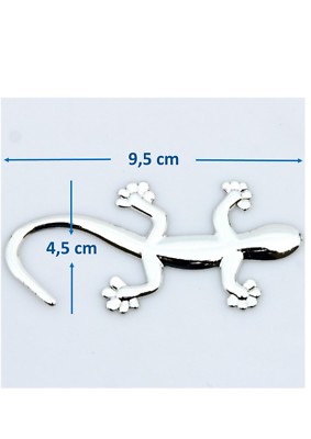 Auto Aufkleber, 3D Gecko, Eidechse, Echse in Chrom, Silber