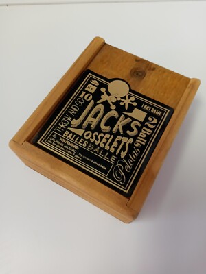 NPW Wooden Box Game Jacks Vintage Box Game Travel Size