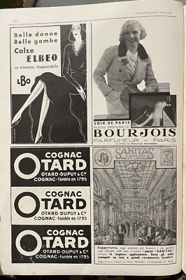 ELBEO Otard Sanitas BOURJOIS L ILLUSTRAZIONE ITALIANA year 1926 ADVERTISING 38 cm