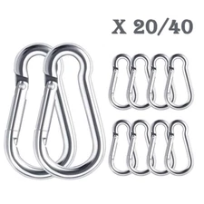 20/40Pcs 1.57inch M4 Small Stainless Steel Spring Snap Hook Carabiner Clips Kits
