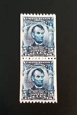 US Stamps SC# 317 1908 5c Abraham Lincoln Coil Pair Stamp Replica 