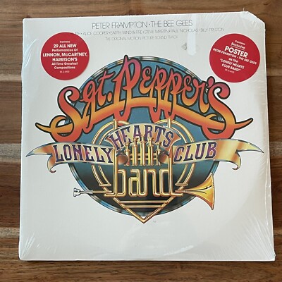 Sgt Peppers Lonely Hearts Vinyl 1978 SEALED Poster Frampton Alice Cooper BGs Cut