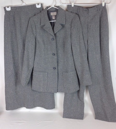 Pants Suit Gray Jacket Blazer Size 