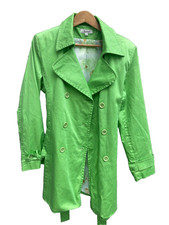 Jessica Trench Coat Jacket Womens Size Large Green Button Spring Dressy