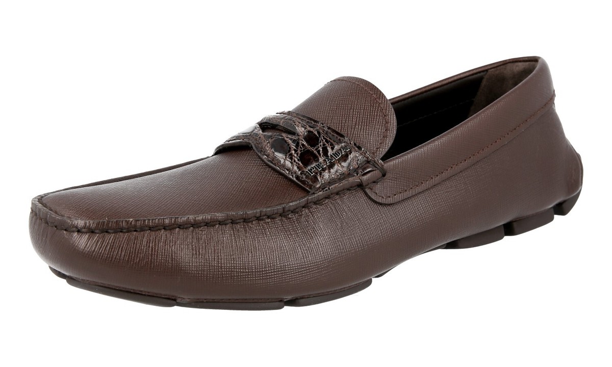 Prada Brown Leather Driving Loafers Size 9 Cocoa Brown Chocolate suede loafers | PRADA - United States main image 4