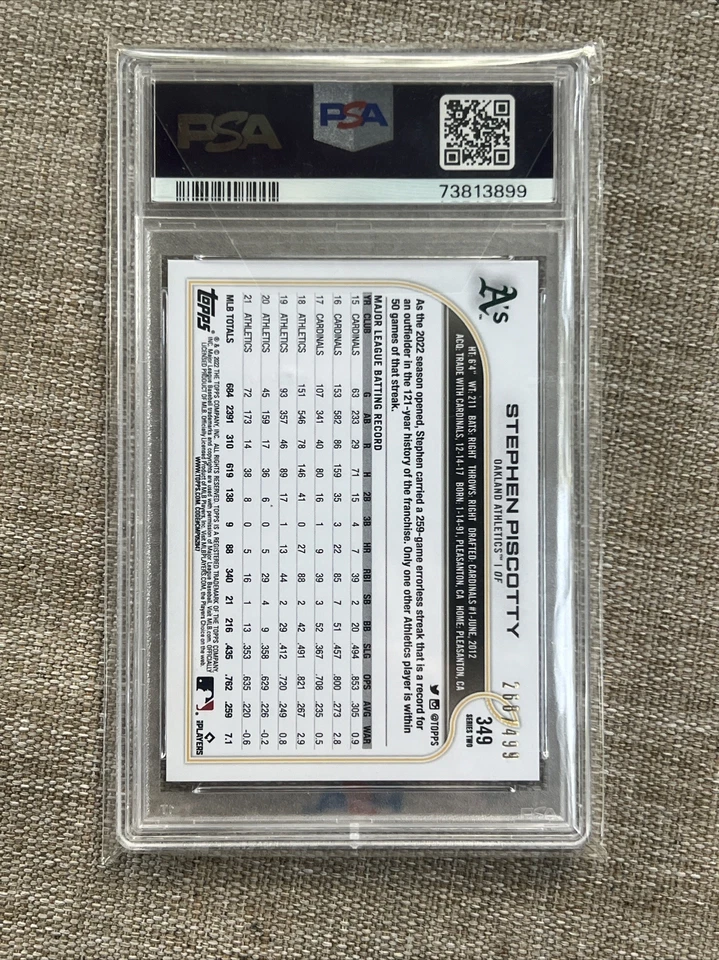 2022 年 Topps 棒球绿色 FIL-BOARD STEPHEN PISCOTTY 268/499 OAKLAND PSA 10🔥🔥 — 第 2/4 张图片