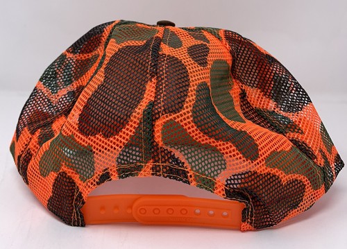 NOS NEW Vintage OSHKOSH HUNTER SAFETY Snapback Hat Cap Hi Vis Orange Camo Deer - Picture 5 of 8
