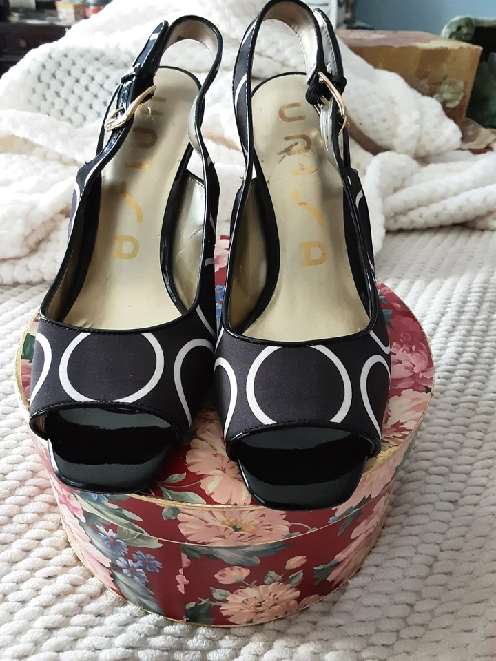 Unisa "Unmirabelle2" Women's Size 7.5M Black White Circles Design Slingback... — 第 4/4 张图片
