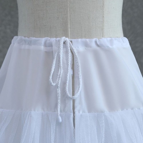 Women White Wedding Petticoat 2 Hoop Double Layer Bridal Crinolines with Tulle N - Picture 5 of 8