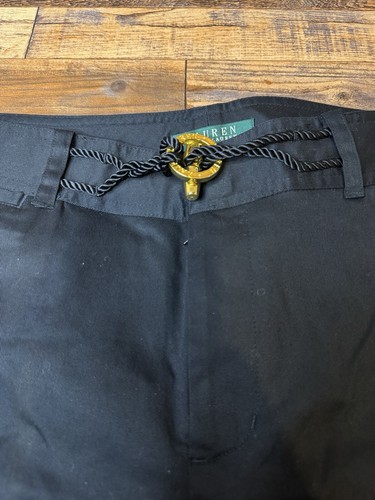 Lauren Ralph Lauren Toggle Rope Tie Black Chino Shorts Womens 8 NWT - Picture 5 of 9