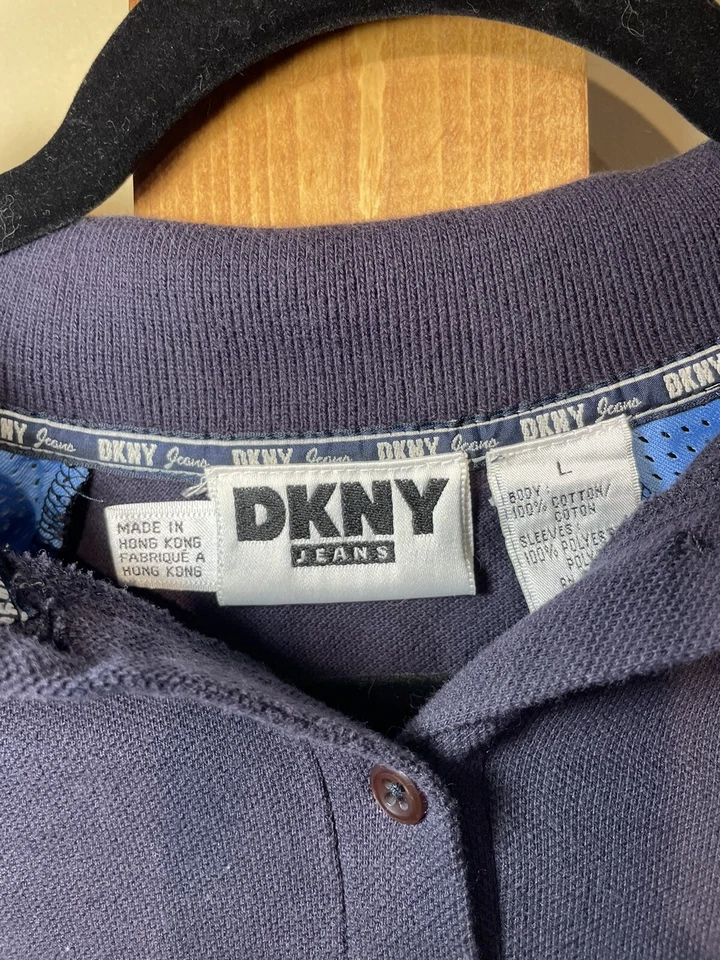 DKNY Jeans Shirt Black and Blue with logo youth large - Image 2 of 4