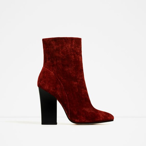 NEW Zara Velvet Rust High Heels Shoes 