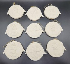 Bisque Angel Praying Christmas Ornaments Aluminates w Christmas Lights Set of 9
