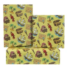 Birthday Wrapping Paper for Boys Girls Kids Cool Pirates Treasure Ship Island...