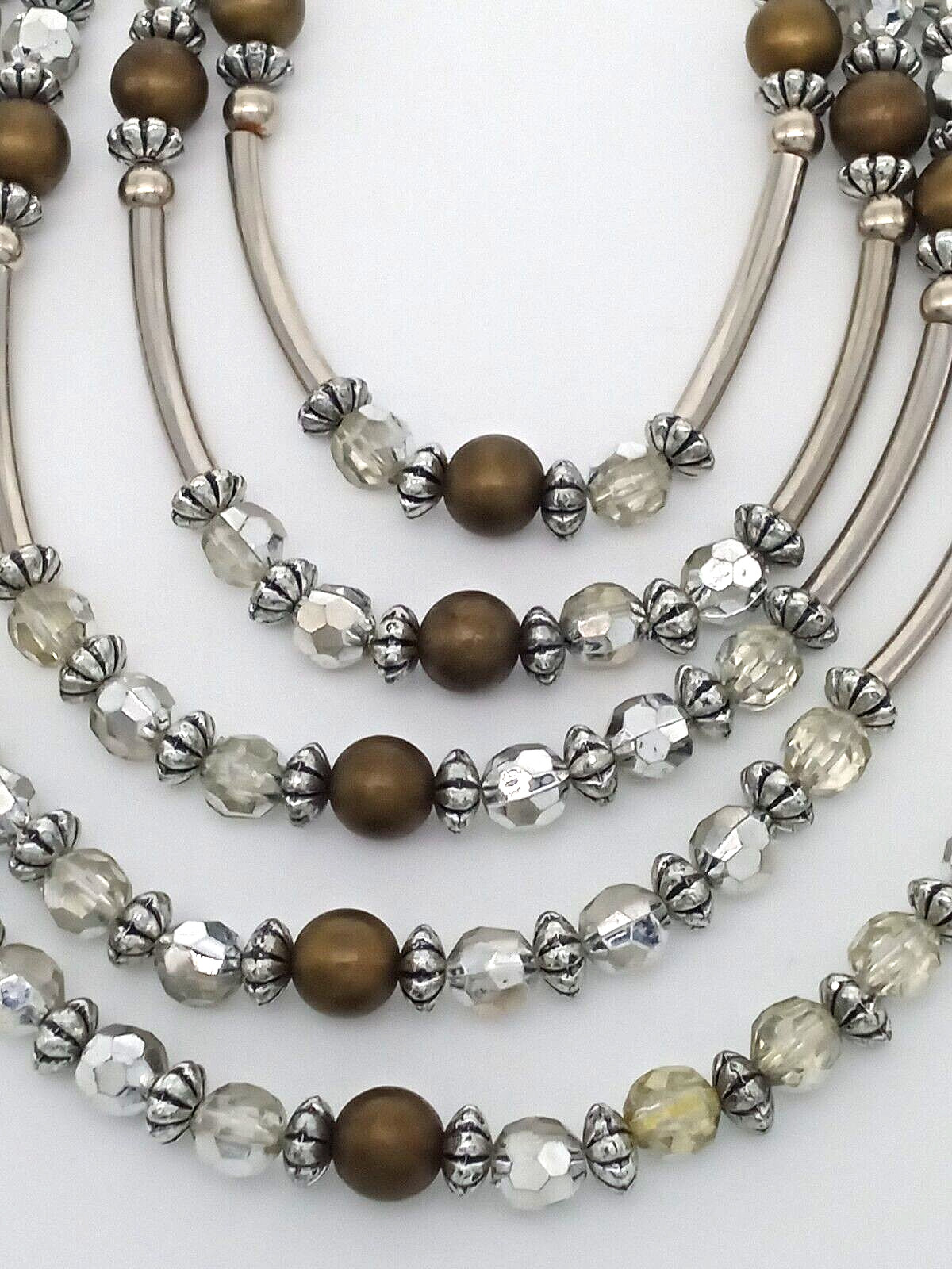 Acrylic Beaded Statement Necklace Bar Multi Chain… - image 4