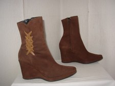 Bottes Vintage STEPHANE KELIAN - Cuir Marron Fauve, Taille 36.5, Talon Haut, Style Années 80 - Occasion