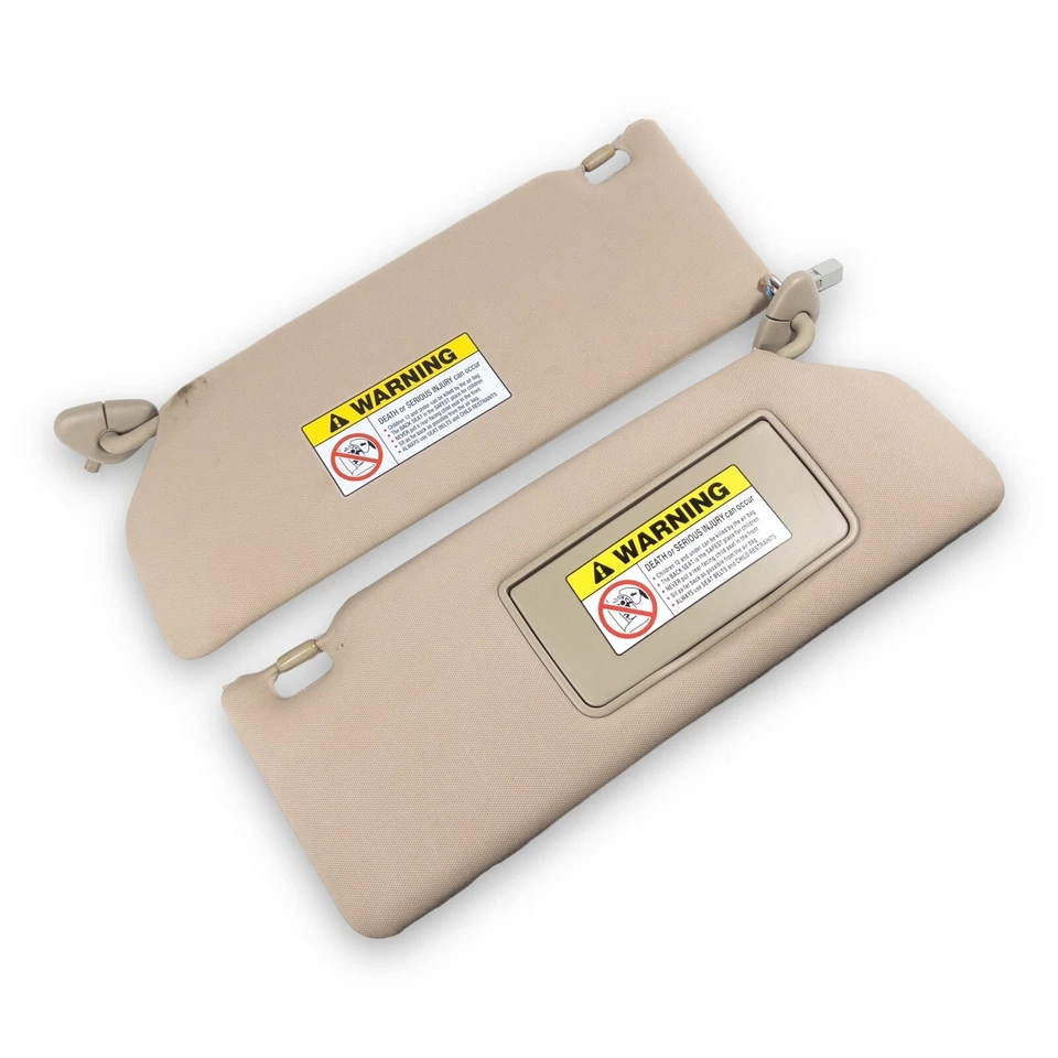 2006-2014 Honda Ridgeline Driver & Passenger Side Sun Visor Pair Set Tan Cloth - Image 3 of 4