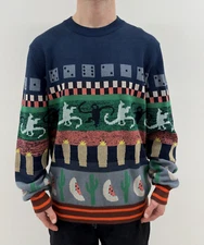 PAUL SMITH MENS CRAZY SWEATER RARE CACTUS PRINT FULL OVER COTTON