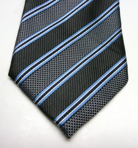 Luxury! New Genuine CANALI Silk Tie Made in Italy. Classic Stripes, Dark Grey - Picture 9 of 11