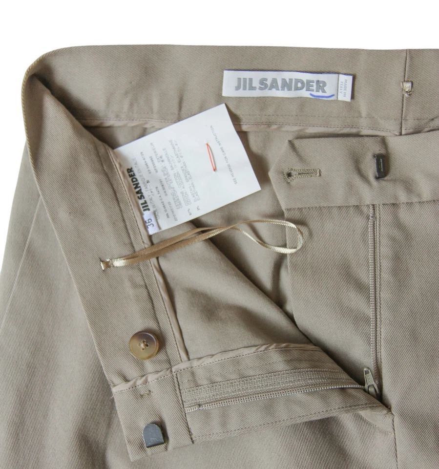 Pantalones JIL SANDER 36 Caqui Algodón Sarga Pantalones Rectos Informales Foto 4 de 4