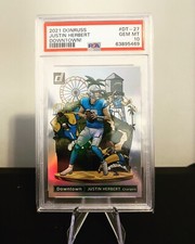 JUSTIN HERBERT 2021 PANINI DONRUSS DOWNTOWN! DT-27 SSP PSA 10 LA CHARGERS