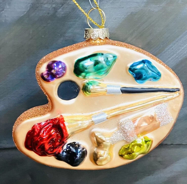 Artist Paint Palette Glass Ornament Art Painting School Kids Paris France  Gift